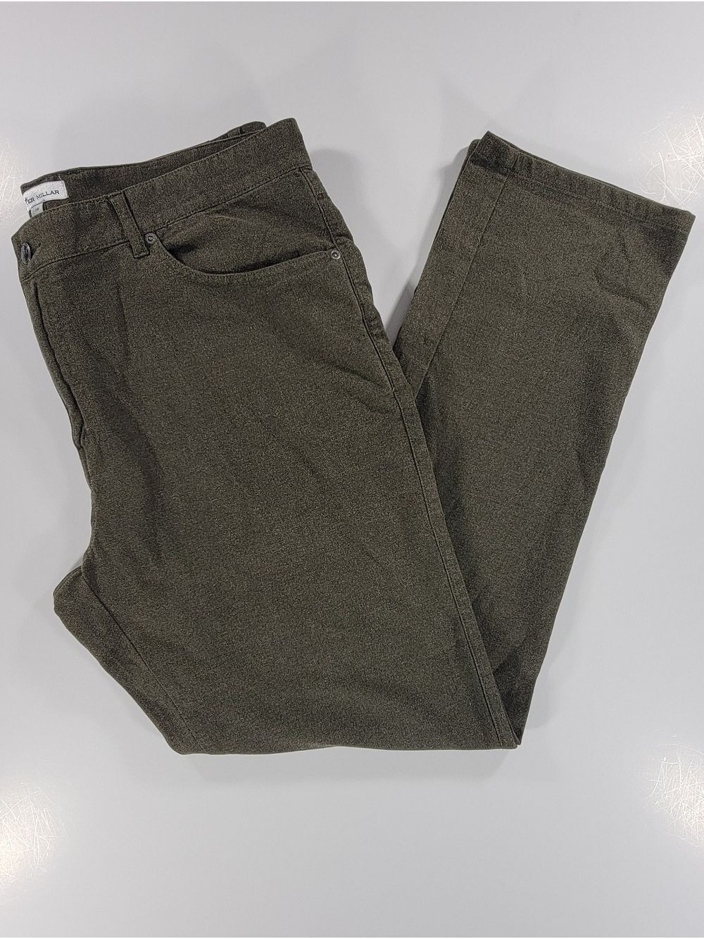 Peter Millar Pants Mens 38x31 Cotton Flannel Twill 5-Pocket Stretch Green